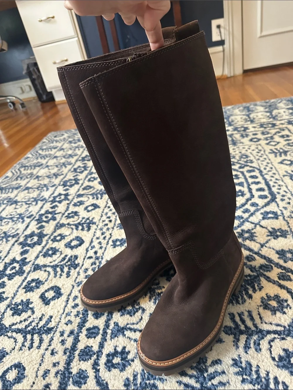 Timberland Courmayeur Dark Brown Suede Knee-High Lug Sole Boots
